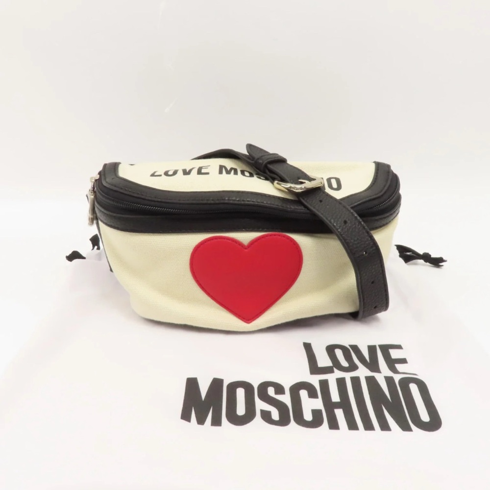 Love Moschino Black and Red Heart Belt Bag